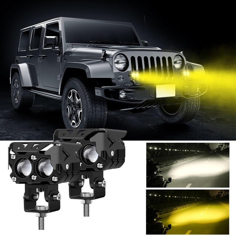 2pcs LED Spotlights 120W 4500LM Yellow White Spot Lamp IP67