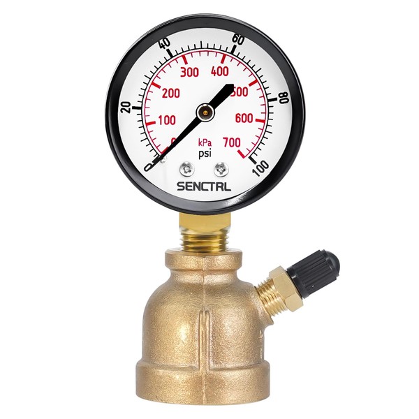 senctrl SENCTRL 0-100 Psi Gas Pressure Test Gauge, 2" Dial