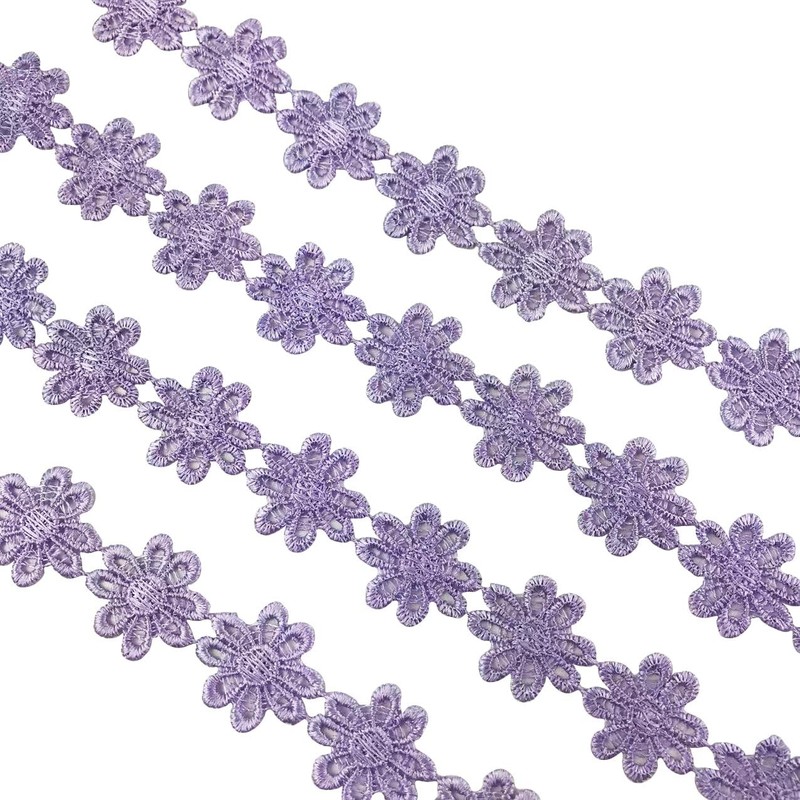 2 Yards 25mm Light Purple Daisy Flower Lace Trim Knitting