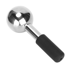 Bola de hielo facial, bola de hielo calmante refrescante, bola de masaje de acero inoxidable de poro retrctil Mango negro                             