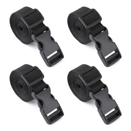 Thinp Pack of 4 Nylon Webbing with Adjustable Buckles 25 mm x 2 m Black Nylon Adjustable Webbing Adjustable and Non-Slip Luggage Strap Packing Strap Suitcase Strap Webbing Strap for Backpack Luggage