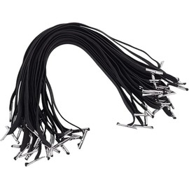 Pack of 20 Elastic Barbed Cord 40 cm Elastic Band Loop with Metal Barbed Rubber Cord for Crafts Stretch Round Cord Loop Band Cord Mask Strap Replacement Drawstring for Hoodie Hat Bookbinding