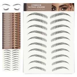 20 Sheets Eyebrow Tattoo Waterproof Eyebrow Sticker, 4D Hair Like Natural Fake Tattoo Eyebrows Peel Off Instant Transfers Brows Shaper Eyebrow Makeup Sticker for Women Girls, Curved Black