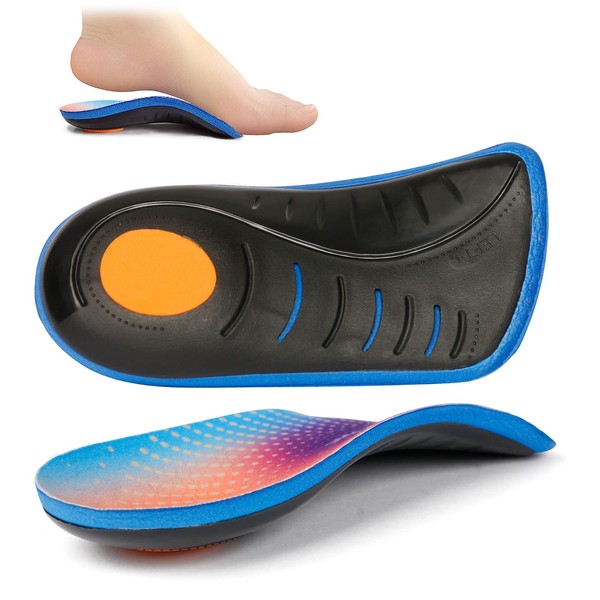 High Arch Support Insoles, 3/4 Orthotics Shoe Insoles for Plantar Fasciitis, Flat Feet, Over-Pronation, Heel Pain, Relief Shoe Inserts for Running Sports Men and Women,L(Men's 11-13.5, Women's12-14.5)