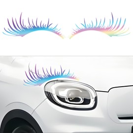 Ongfuwu 2 PCS Car Headlight Eyelashes Stickers, Auto Bumper Window Eyelashes Stickers, Fashion Fake Eyelash Stickers for Car Body, Vehicle Exterior Decoration Accessories for Car SUV Truck (Laser)
