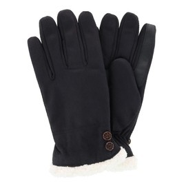 Isotoner Ladies Microfibre Winter Gloves with Button Detail Size S/M, Black, S-M, black