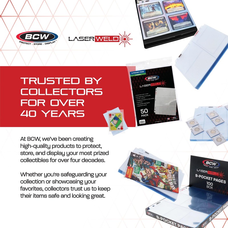 BCW Laserweld 3-Pocket 4x6 Photo Sleeves for 3 Ring Binder