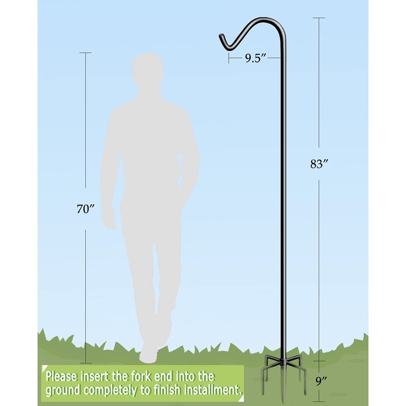 Garbuildman 92 Inch Tall Shepherd Hooks with 5-Forked Base, Adjustable