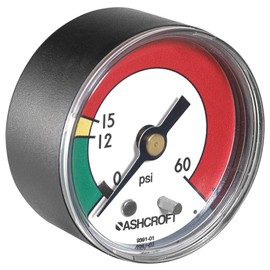 Pressure Gauge, 0 to 60 psi, 2In, 1/8In NPT