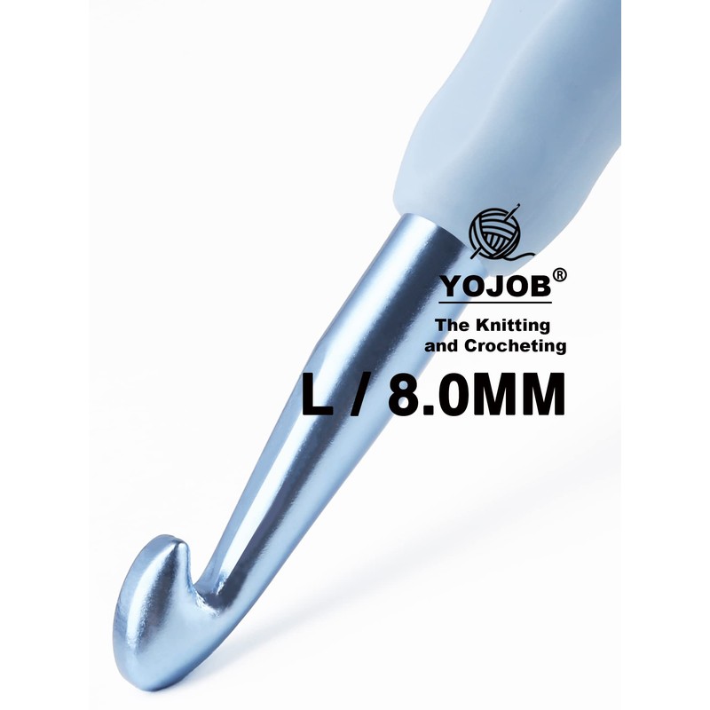 YOJOB 2Pack Size 7.0mm, L / 8.0mm Crochet Hooks, Super