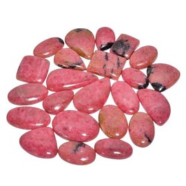 Natural Rhodonite Gemstone- Healing Crystals for DIY Jewelry Making -Loose Natural Cabochon -Perfect for Crafting Unique Jewelry Designs Gift for Her, Mother and Wife (5 pcs, 25-35 mm)