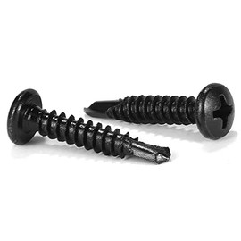 #8 x 1" Sheet Metal Screws 100Pcs 410 Stainless Steel Pan Head Tek Screws Fast Self Tapping Screws Black Oxide by SG TZH