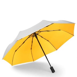 Atyhao Parasol Folding Waterproof Umbrella Portable 3 Folding Automatic Parasols Anti-Parasol Yellow for Outdoor Travel