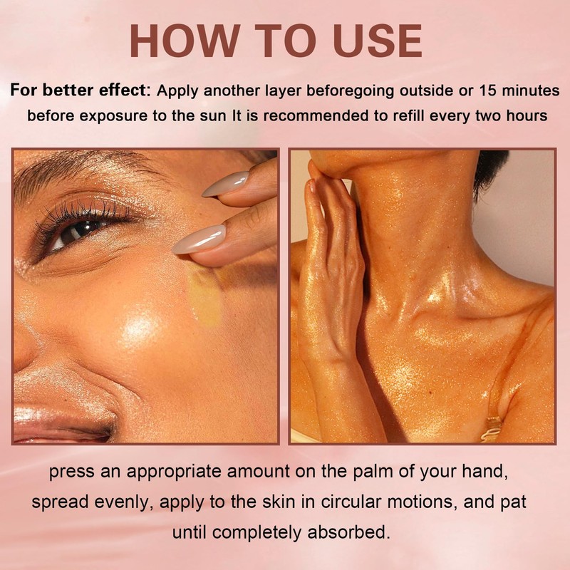 QIUFSSE Glitter Sunscreen Oil with Coconut,SPF 45 Broad Spectrum,Body Shimmer