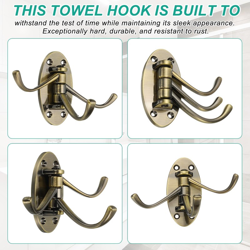 PATIKIL Swivel Wall Hooks Foldable Towel Hook Clothes Hanger Wall