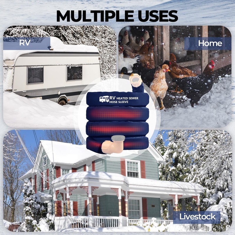 Heated Rv Sewer Hose,15FT 20FT Electrical Heated Sleeve of Rv