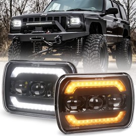 5x7 7x6 Headlights H6054 Headlights with Yellow Turn Signal White DRL for Jeep Wrangler YJ Cherokee XJ Ford Chevy GMC Toyota Nissan Pickup Truck