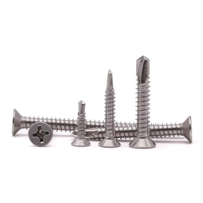 #10 x 3/4" Phillips Flat Head Sheet Metal Screws, Stainless