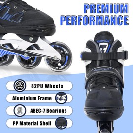 MammyGol Adult Inline Skates for Men Women, Roller Skates with Carbon Steel Bearings, TPR Brake, 3D Mesh, EVA Lining, PVC Upper | Adjustable Size for Better Fit for Skating Enthusiasts