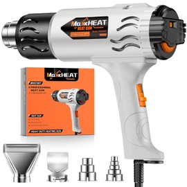 Heat Gun - Variable Temperature Control Cool Mode 100℉~1200℉, 1800W Heavy-duty Hot Air Gun with 4 Nozzles for Shrink Tubing, Crafting, Epoxy Resin, Vinyl Wrap