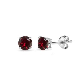 Ruby Earrings for Women Synthetic Gemstone 5mm Round Solitaire Sterling Silver Red Stud Earring Bridesmaids Fashion