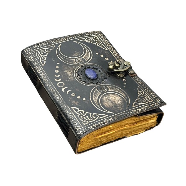 Lapis - A5 Black Triple Moon Leather Journal | Lapis