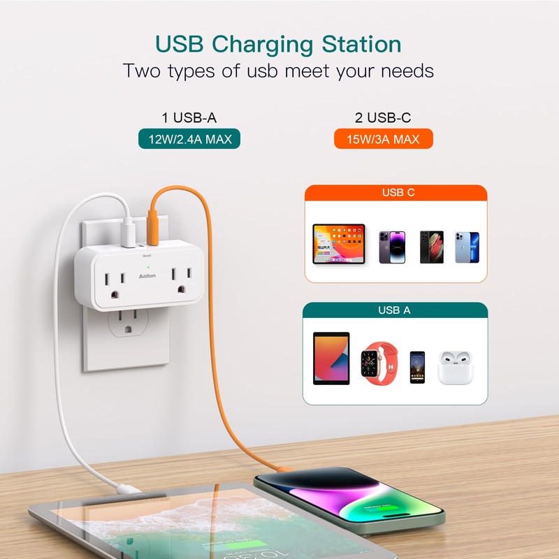 Surge Protector Outlet Extender, Multi Plug Outlet Splitter with 4