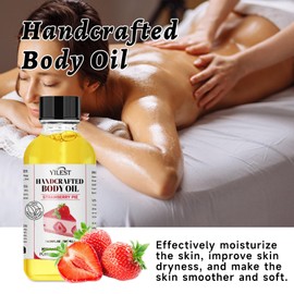 Generic Strawberry Body Oil, Strawberry Body Juice Oil, Strawberry Essential Oil Moisturizer Dry Skin, Natural Handcrafted Strawberry Fragrance Moisturizing Oil for Women