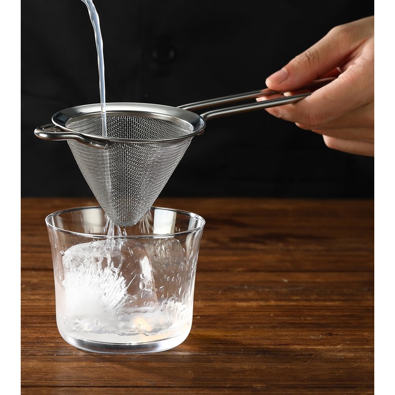 Fine Mesh Cocktail Strainer, Stainless Steel, Long Handle Set of