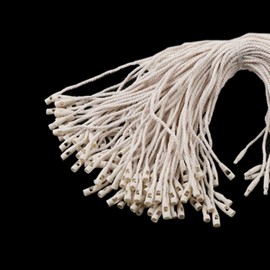 Trimming Shop 7 Inch Cotton String Hang Tag With Lock Labels Snap Lock Attachment Secure Tag Fasteners for Price Tags Fashion Apparels, Clothing, Beige, 100pcs