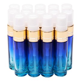 Newzoll 14Pcs 10ml (1/3 oz) Blue Gradient Color Spray Bottles Glass Vials Tube Perfume Atomizer Refillable Makeup Travel Fine Mist Sprayer Bottle Containers for Cosmetic Skincare, Gold Cap