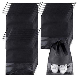 TUPARKA 18 Pcs Travel Shoe Bags, Portable Large Medium Shoe Organizer Pouch Non-Woven Dust Proof Drawstring Shoes Storage Bags with Transparent Slot for Men and Women