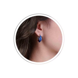 Inateannal Vintage Enamel Blue Hoop Earrings Blue Enamel Twisted Huggie Earrings Gold Thick Chunky Hoop Earrings Blue Wide U Shaped Earrings Jewelry for Women Girls