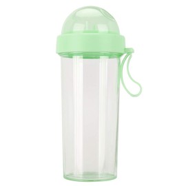 Water Bottle, 600 ml Portable Water Bottle with Two Straws for Outdoor Travel Sports (Green)