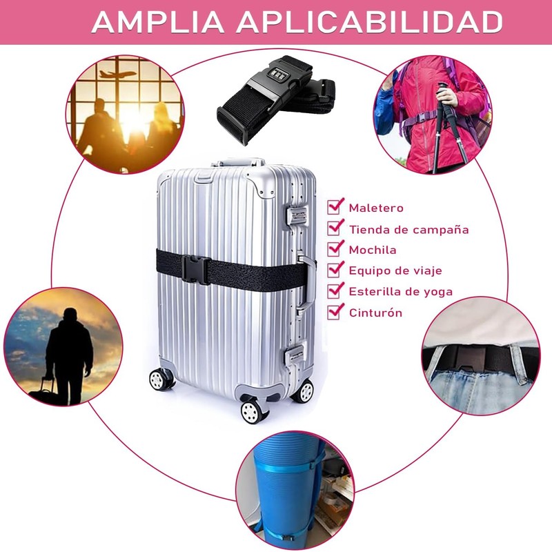 Correas para Equipaje, Juego de 4 Piezas con Cerradura de