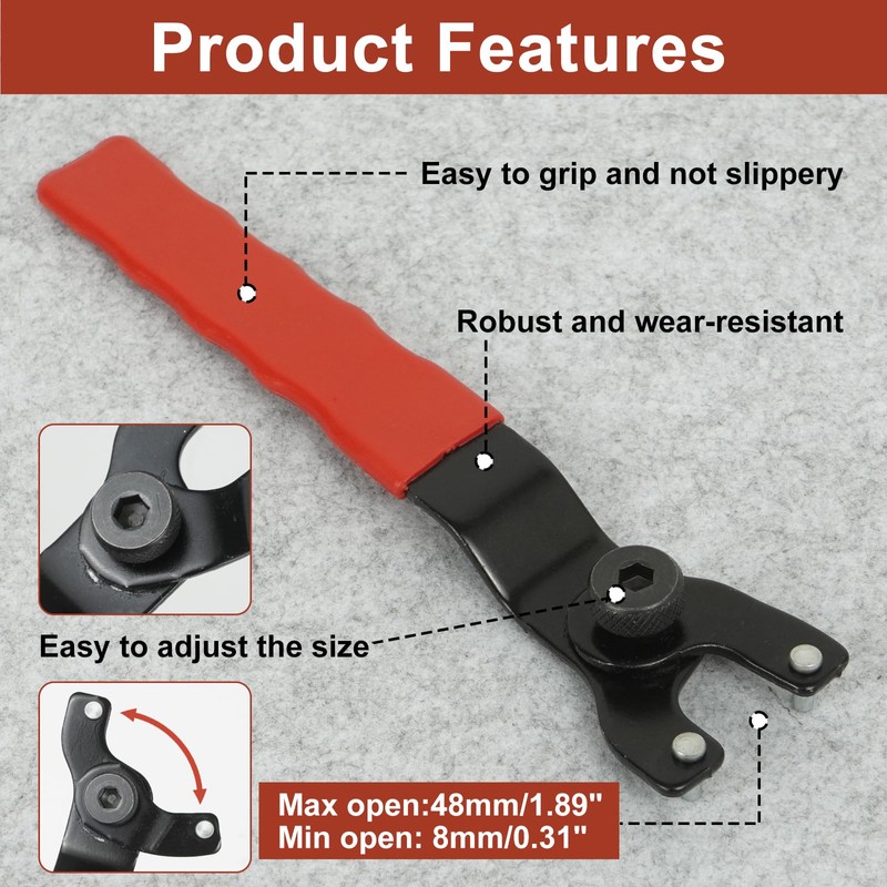 Angle Grinder Adjustable Pin Wrench - 8-48mm Adjustable Angle Grinder