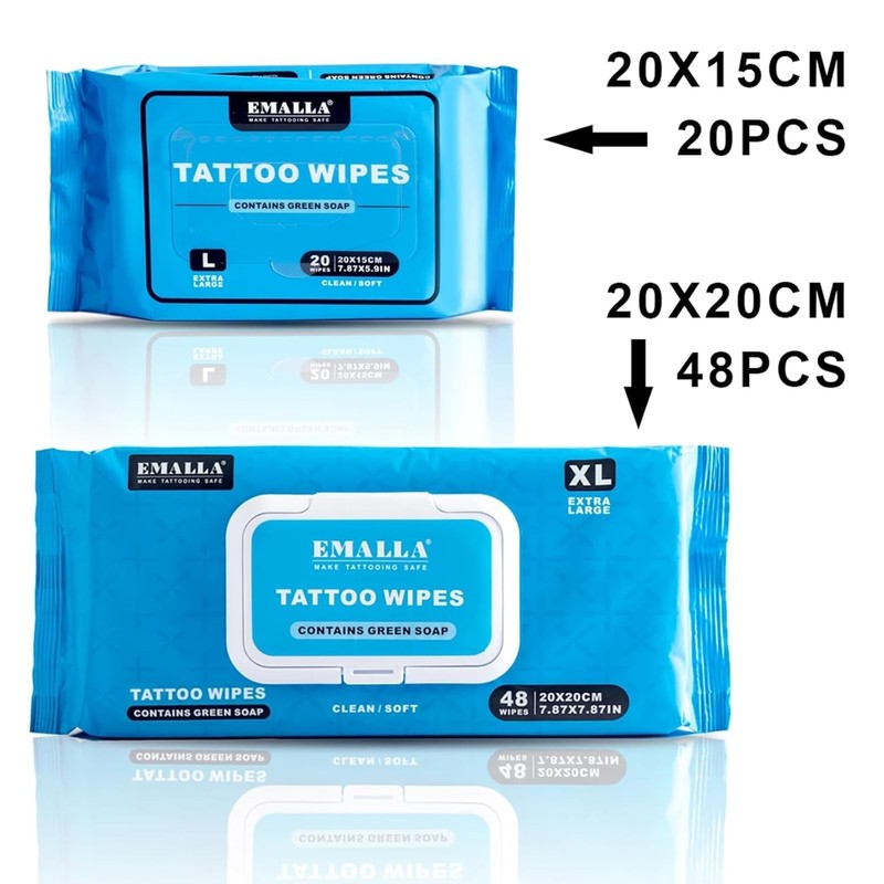3 Packs Cleansing Green Soap Tattoo Wipes 60 Count Tattoo