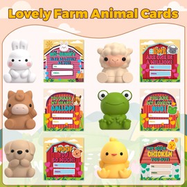 Valentines Day Cards for Kids, 24 Pack Farm Animal Finger Puppets with Unique Cards, Farm Toys Party Favors for Valentine Party Favors for Boys & Girls, Kids Exchange Valentine's Gifts
