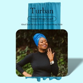 Ftoronaly Head Wraps for Black Women Hijab Scarves Large Muslim Headwraps Stretch Hair Wraps Headband Sky Blue