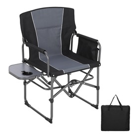 Oversized Camping Directors Chair, Portable Folding Lawn Chairs for Adults Heavy Duty with Side Table, Outdoor Foldable Camp Chair with Pocket for Beach, Fishing, Picnic, Outdoor Foldable Camp Chair