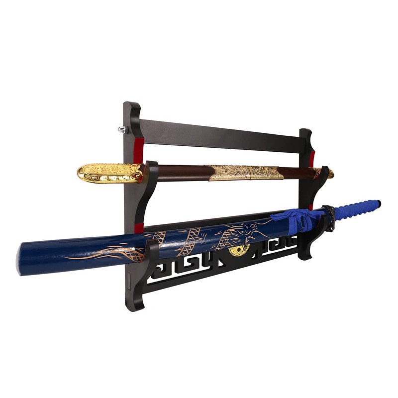 GUIIYLGG Sword Holder Katana Wall Mount - 2-Tier Tai Chi