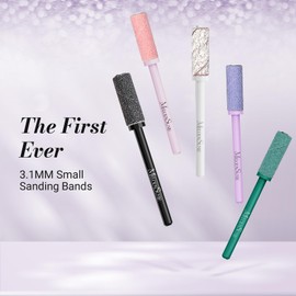 MelodySusie 50 Pcs Nail Drill Bits Small Sanding Bands with 3.1mm Mandrel Bit, 240 Extreme Fine Grit Nail File for Acrylic Nails Gel Manicures and Pedicure, Purple