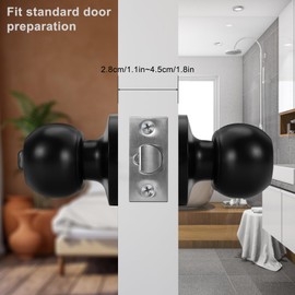 Door Knob with Lock and Key Entrance Door Knobs Stainless Steel Door Knob Rotating Ball Knob for Bedroom Office Workplace Black