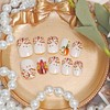 24Pcs Thanksgiving Turkey Press on Nails Short Square Fall Fake