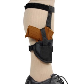 Barsony Black Nylon Ankle Holster for .380, Sub-Compact, Ultra-Compact 9mm 40 45 (Sccy CPX-1 CPX2, left)