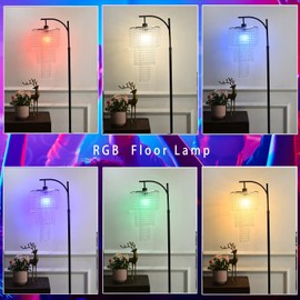 Arc Floor Lamps for Living Room Modern Crystal Floor Lamp with Remote Control,Dimmable LED Floor Lamp Crystal Lampshade Black Standing Lamp with 10 Color Temperature Tall Floor Lamp For Bedroom Corner