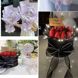 4cm*5 Yard Pearl Edge Organza Ribbon Organza Chiffon Ribbon Sheer Chiffon Ribbon for Bouquet Gift Wrapping, White