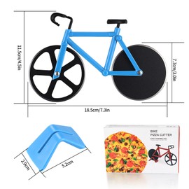 Motorcycle pizza cutter, stainless steel pizza cutter two wheels, novelty motorcycle-shaped pizza wheel cutting slicer with non-stick coating, suitable for kitchen gadgets accessories (bicycle)