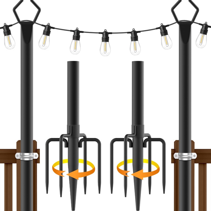 AILBTON 2 Pack 10Ft String Light Poles,Light Poles for Outside