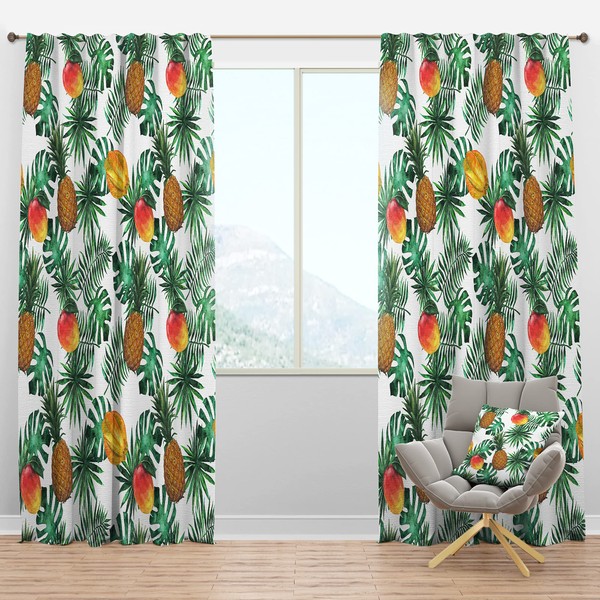 DesignQ Blackout Curtains 'Pineapple, Mango, Starfruit, Carambola & Leaves' Curtains